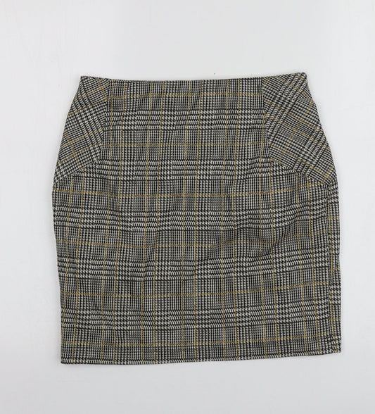 New Look Womens Grey Herringbone Polyester A-Line Skirt Size 10