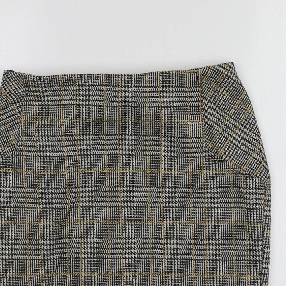 New Look Womens Grey Herringbone Polyester A-Line Skirt Size 10