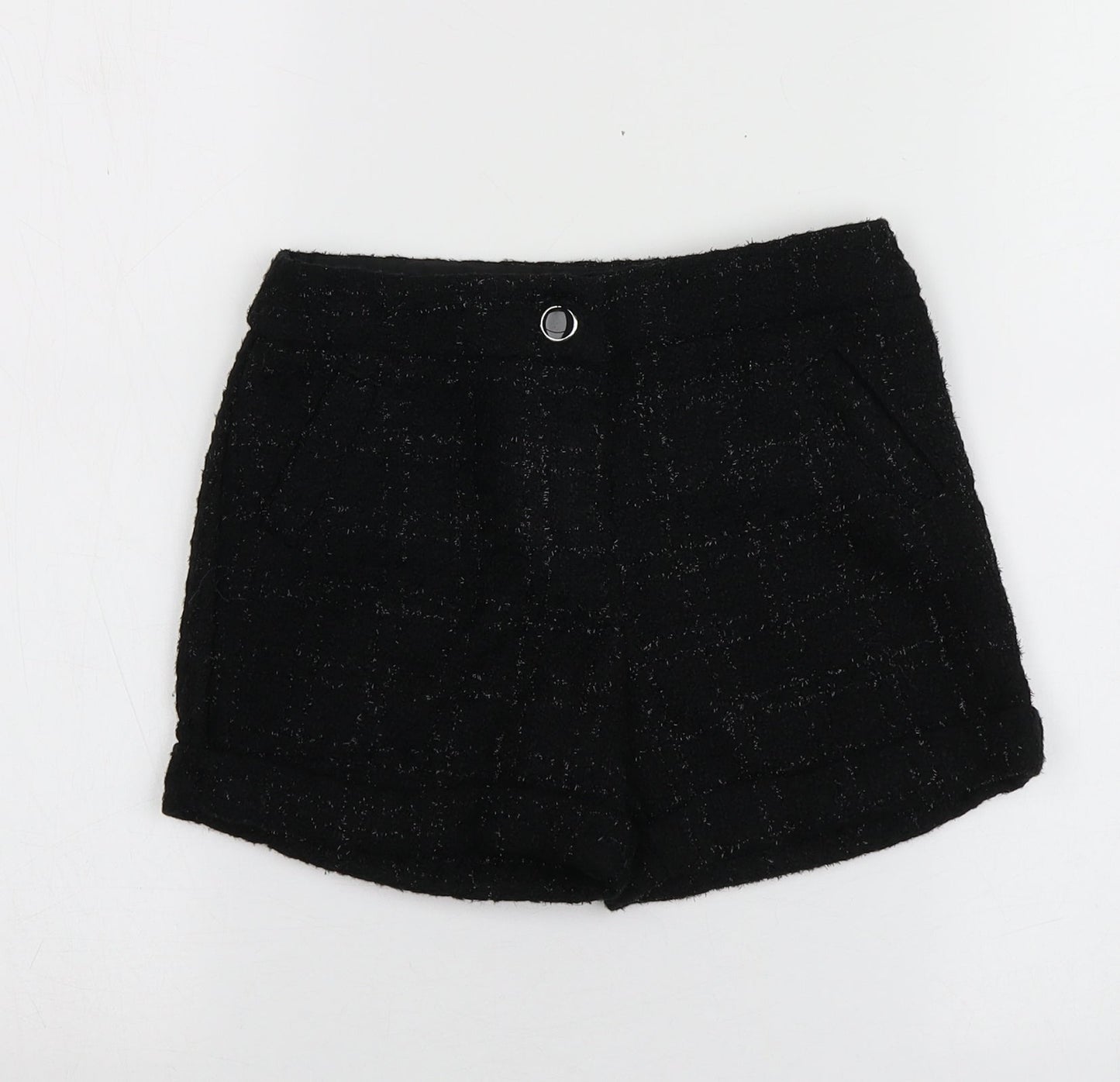 F&F Girls Black  Polyester Cut-Off Shorts Size 8-9 Years  Regular