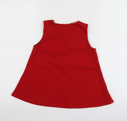 George Girls Red Geometric Polyester Basic T-Shirt Size 8-9 Years Round Neck