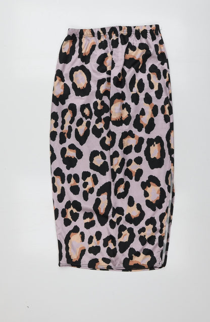 Missguided Womens Purple Animal Print Polyester A-Line Skirt Size M