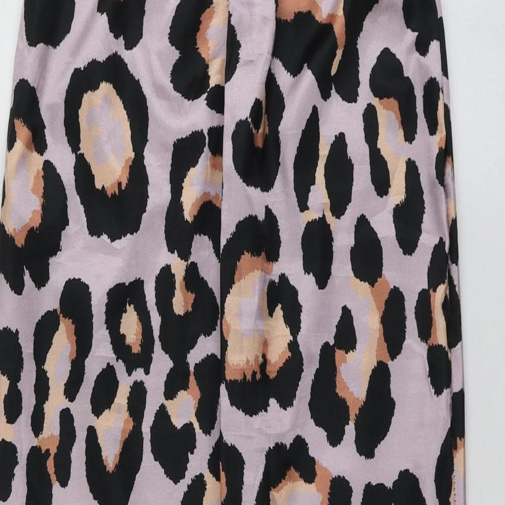 Missguided Womens Purple Animal Print Polyester A-Line Skirt Size M