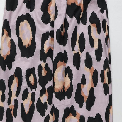 Missguided Womens Purple Animal Print Polyester A-Line Skirt Size M