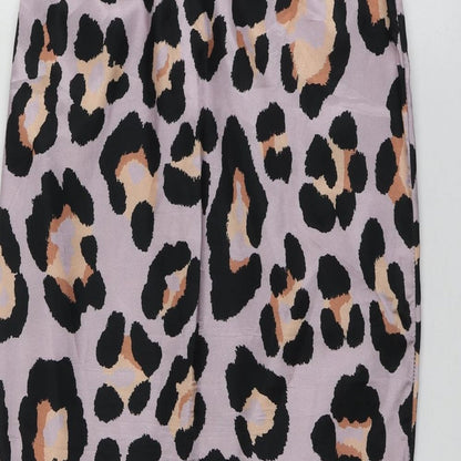 Missguided Womens Purple Animal Print Polyester A-Line Skirt Size M