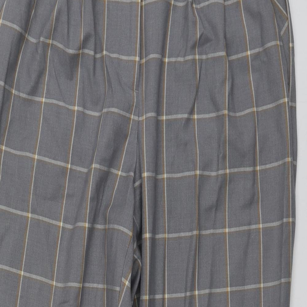 Topshop Womens Grey Plaid Polyester Chino Trousers Size 10 L23 in Regular