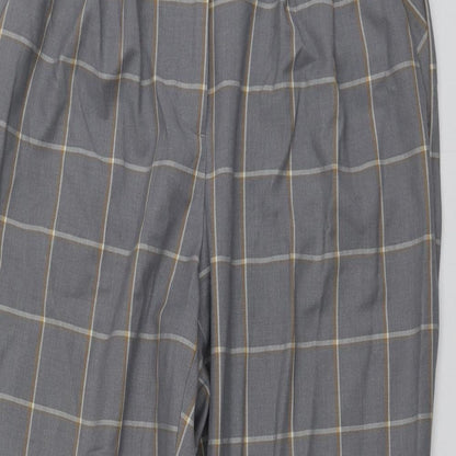 Topshop Womens Grey Plaid Polyester Chino Trousers Size 10 L23 in Regular