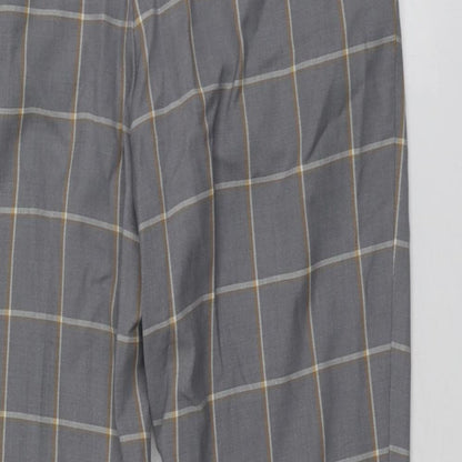 Topshop Womens Grey Plaid Polyester Chino Trousers Size 10 L23 in Regular
