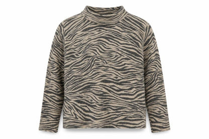 Betty&Co Womens Beige Round Neck Animal Print Acrylic Pullover Jumper Size 38