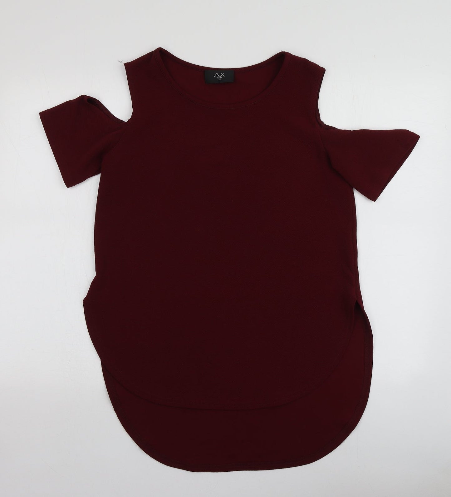 AX Womens Red  Polyester Basic T-Shirt Size 10 Round Neck