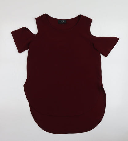 AX Womens Red  Polyester Basic T-Shirt Size 10 Round Neck