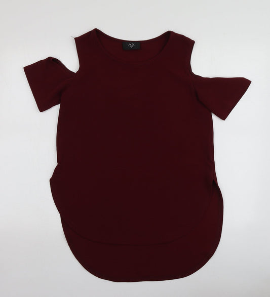 AX Womens Red  Polyester Basic T-Shirt Size 10 Round Neck