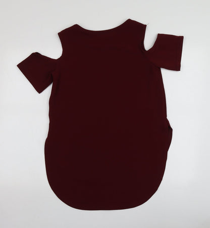 AX Womens Red  Polyester Basic T-Shirt Size 10 Round Neck