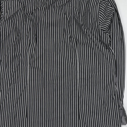 Venti Mens Grey Striped Cotton  Button-Up Size 44 Collared