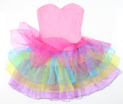Smiffys Girls Pink  Polyester Skater Dress  Size S  Round Neck