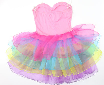 Smiffys Girls Pink  Polyester Skater Dress  Size S  Round Neck