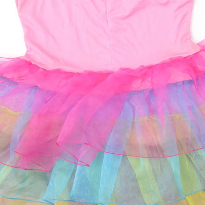 Smiffys Girls Pink  Polyester Skater Dress  Size S  Round Neck