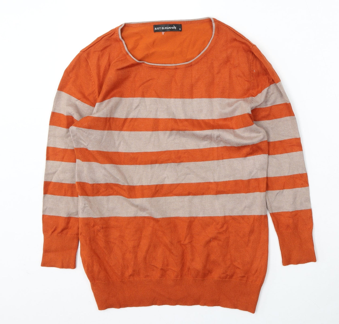 JUST ELEGANCE Womens Multicoloured Round Neck Striped Viscose Pullover Jumper Size S