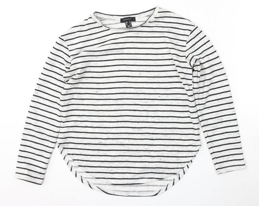 Atmosphere Womens White Round Neck Striped Polyester Pullover Jumper Size 10