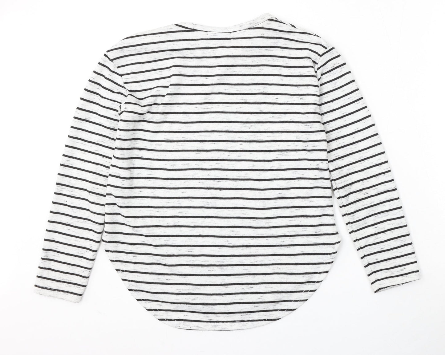 Atmosphere Womens White Round Neck Striped Polyester Pullover Jumper Size 10