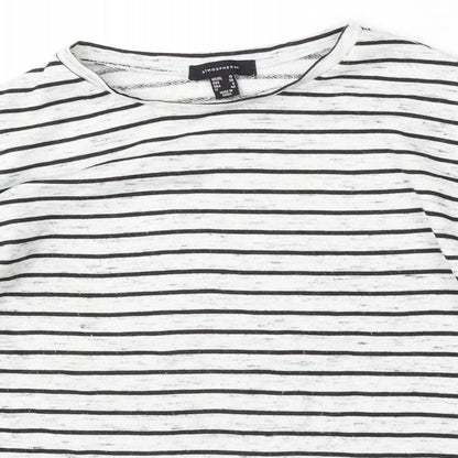 Atmosphere Womens White Round Neck Striped Polyester Pullover Jumper Size 10