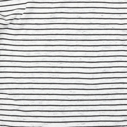 Atmosphere Womens White Round Neck Striped Polyester Pullover Jumper Size 10