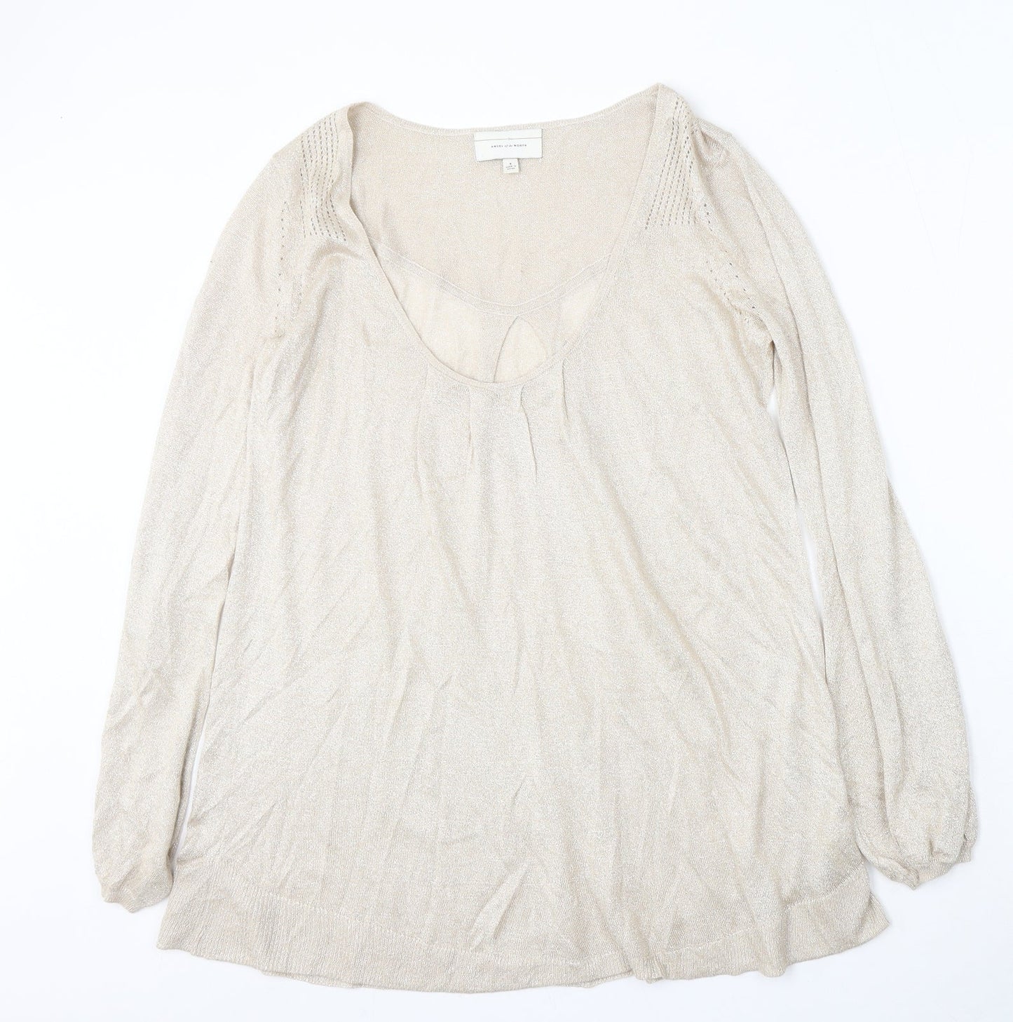Angel of the north Womens Gold Round Neck  Viscose Pullover Jumper Size S