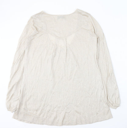 Angel of the north Womens Gold Round Neck  Viscose Pullover Jumper Size S