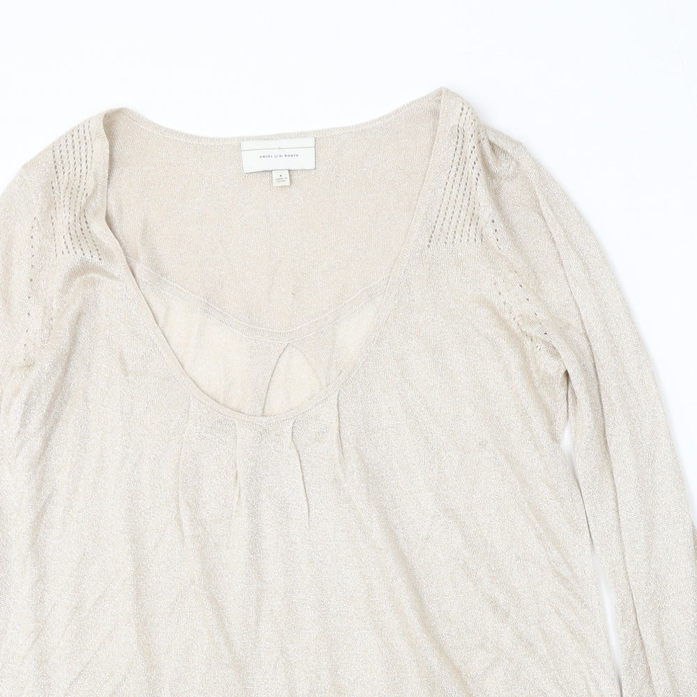 Angel of the north Womens Gold Round Neck  Viscose Pullover Jumper Size S