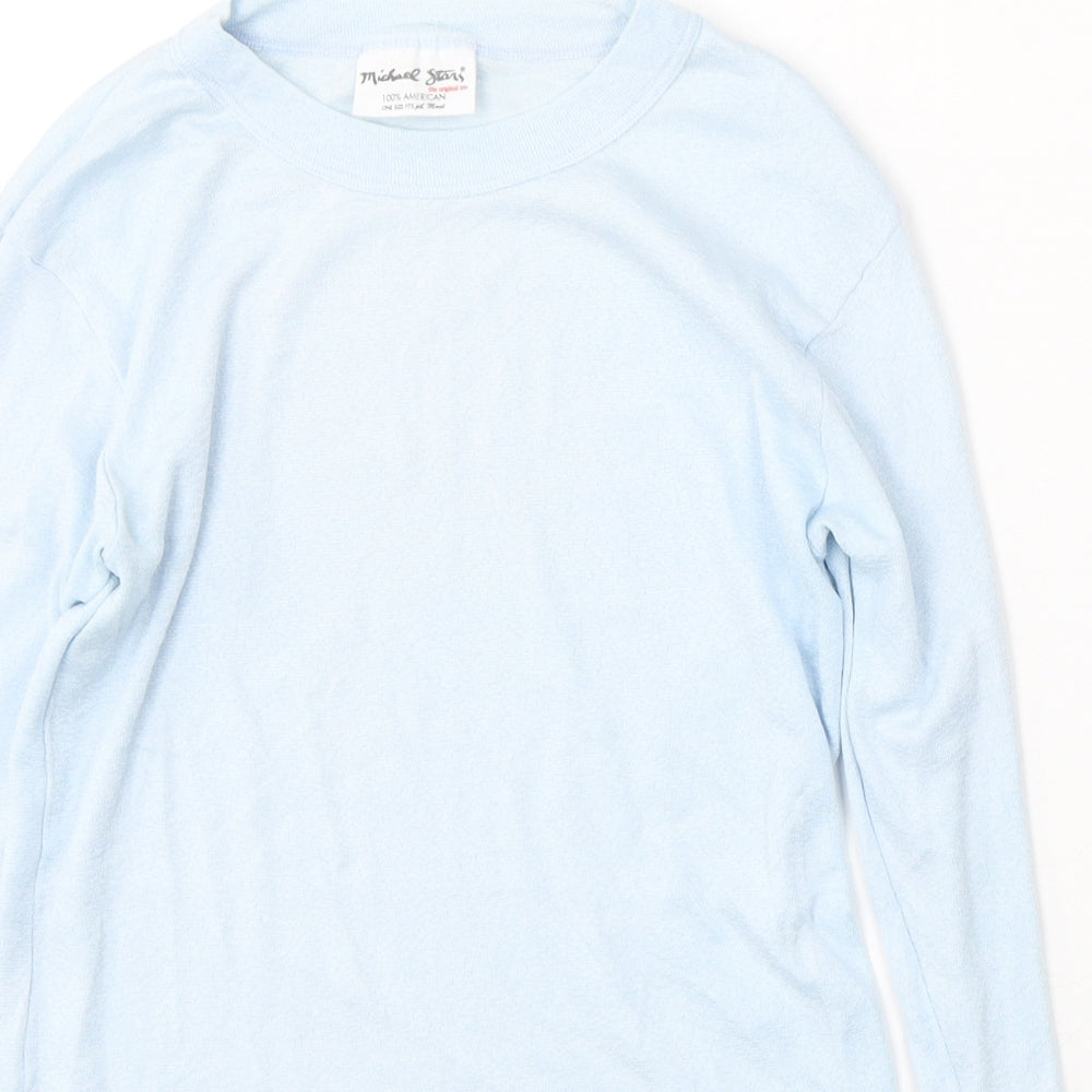 Michael Stars Womens Blue Round Neck  Cotton Pullover Jumper Size S