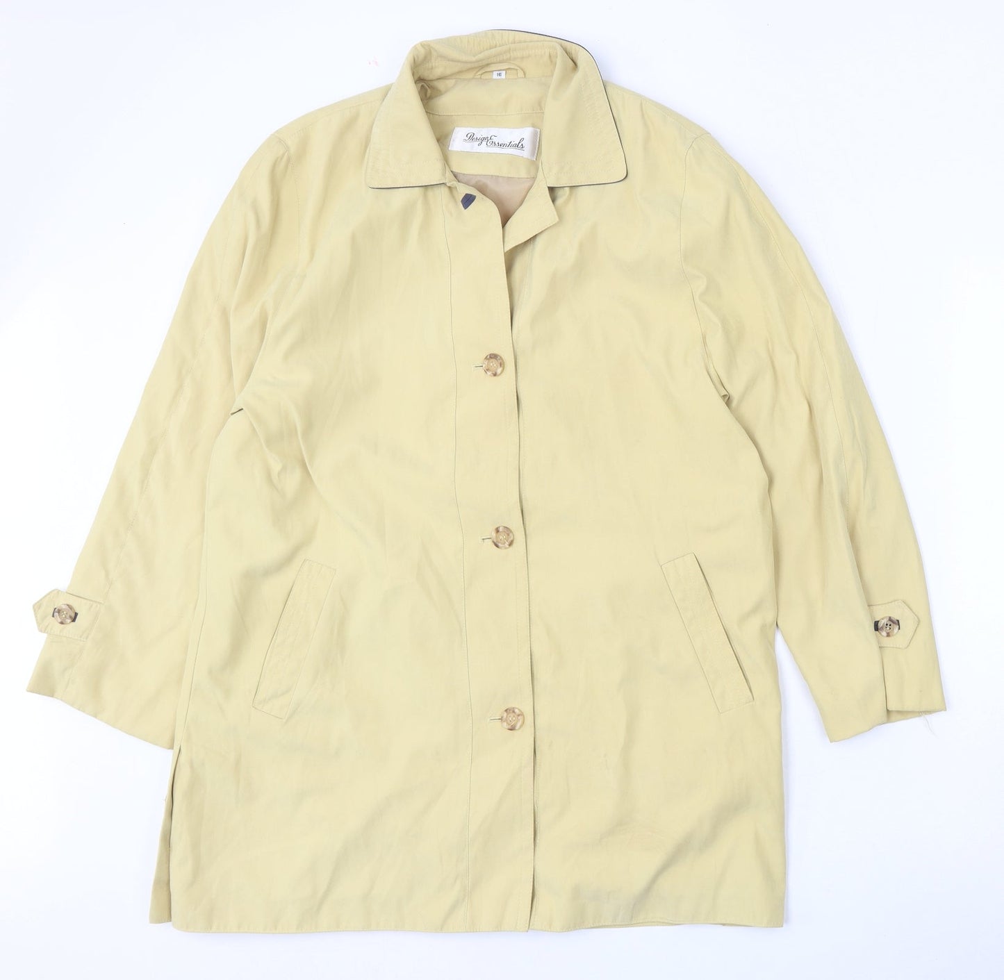 Design Essentials Womens Yellow   Jacket  Size 16  Button