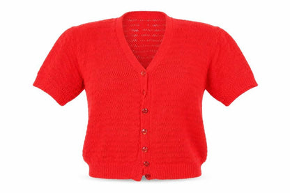 Womens UK Size L Preworn Red Cardigan Jumper