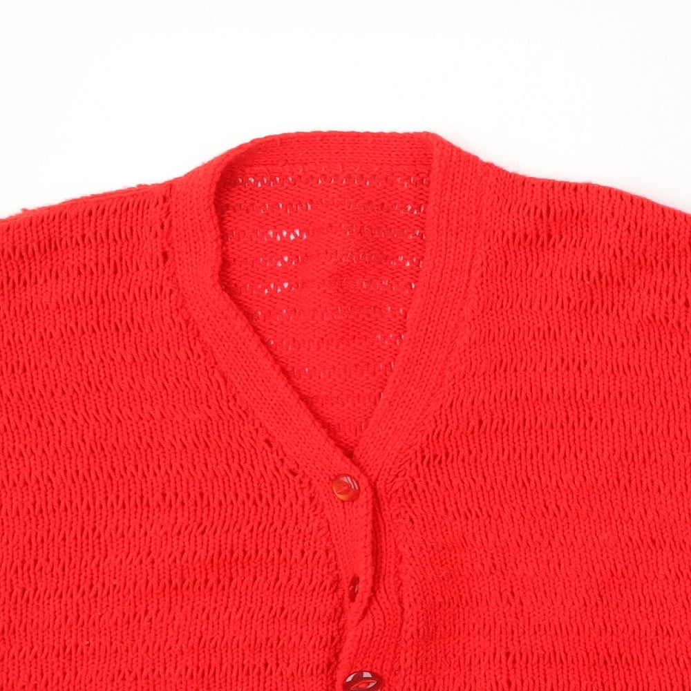 Womens UK Size L Preworn Red Cardigan Jumper