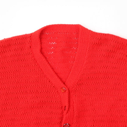 Womens UK Size L Preworn Red Cardigan Jumper