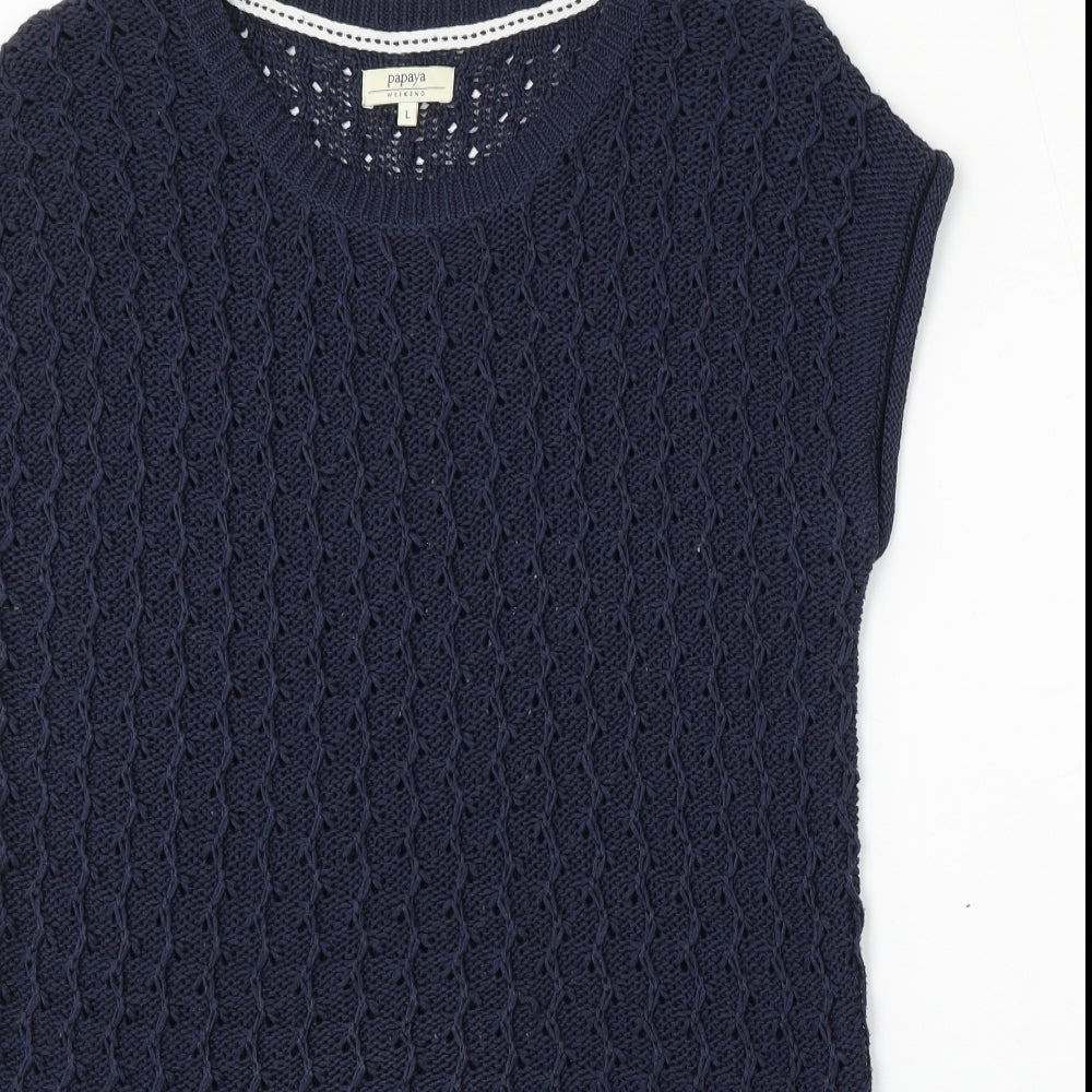 Womens UK Size L Papaya Blue Pullover Jumper