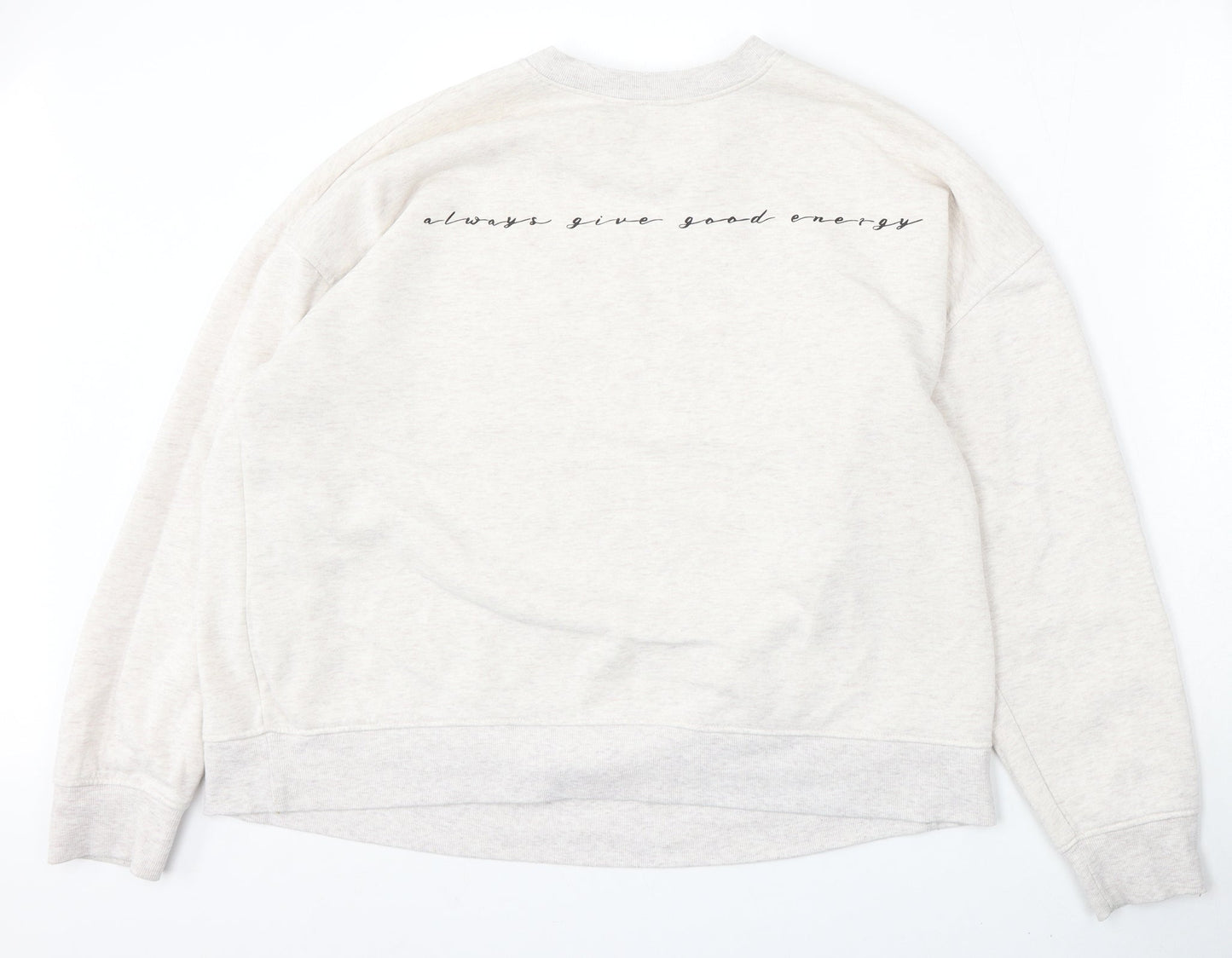 Preworn Womens Beige  Polyester Pullover Sweatshirt Size L   - Always give good energy