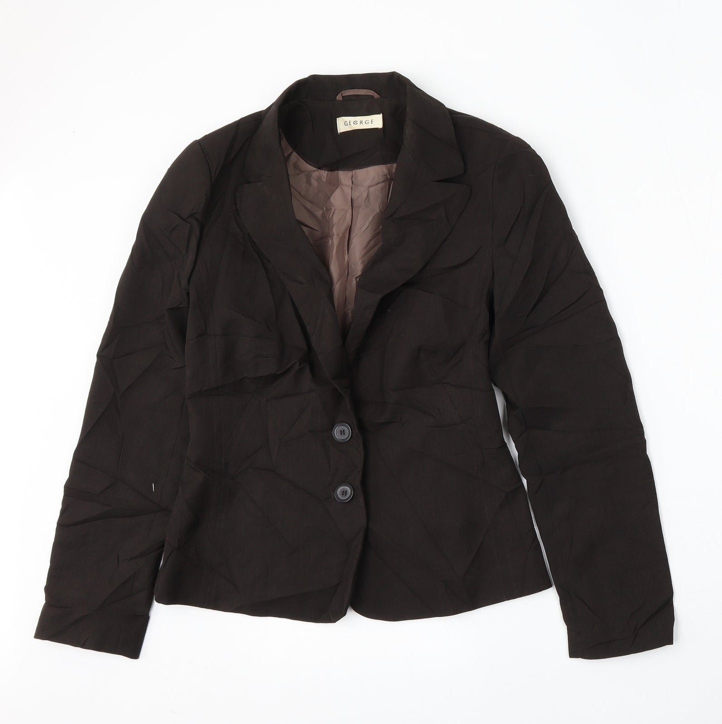 George Womens Brown  Polyester Jacket Suit Size 8