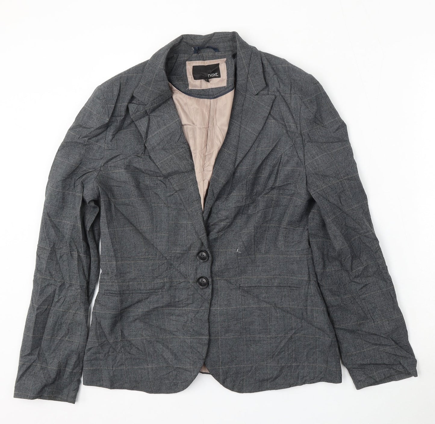 NEXT Womens Grey Check Polyester Jacket Suit Size 12