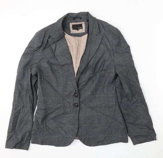 NEXT Womens Grey Check Polyester Jacket Suit Size 12