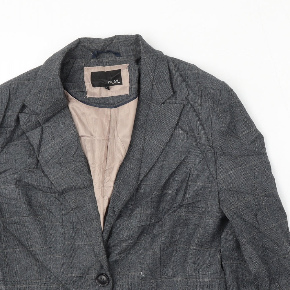 NEXT Womens Grey Check Polyester Jacket Suit Size 12
