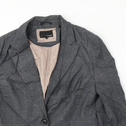 NEXT Womens Grey Check Polyester Jacket Suit Size 12