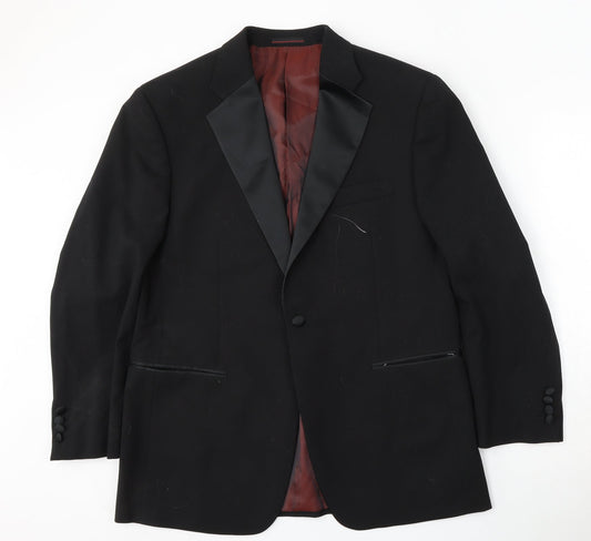 1860 Menswear Mens Black  Wool Jacket Suit Size 40