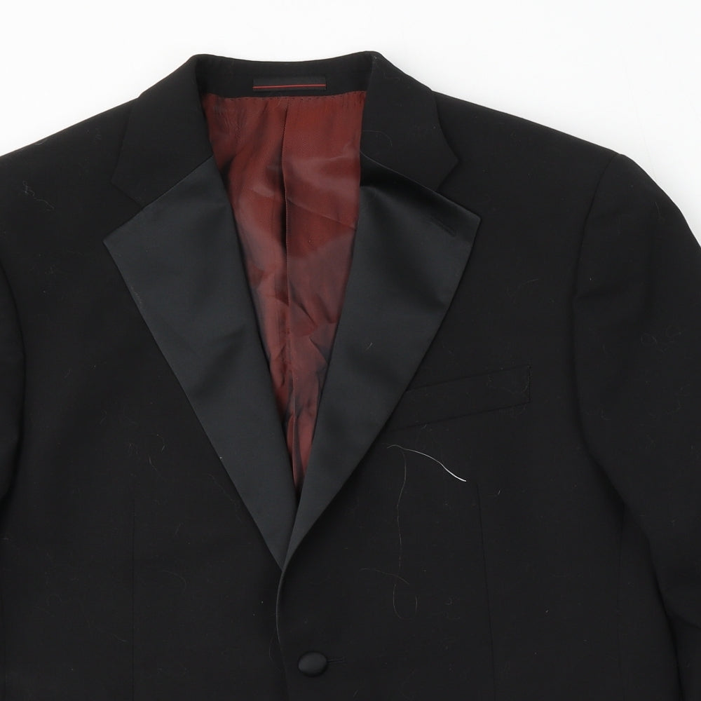 1860 Menswear Mens Black  Wool Jacket Suit Size 40