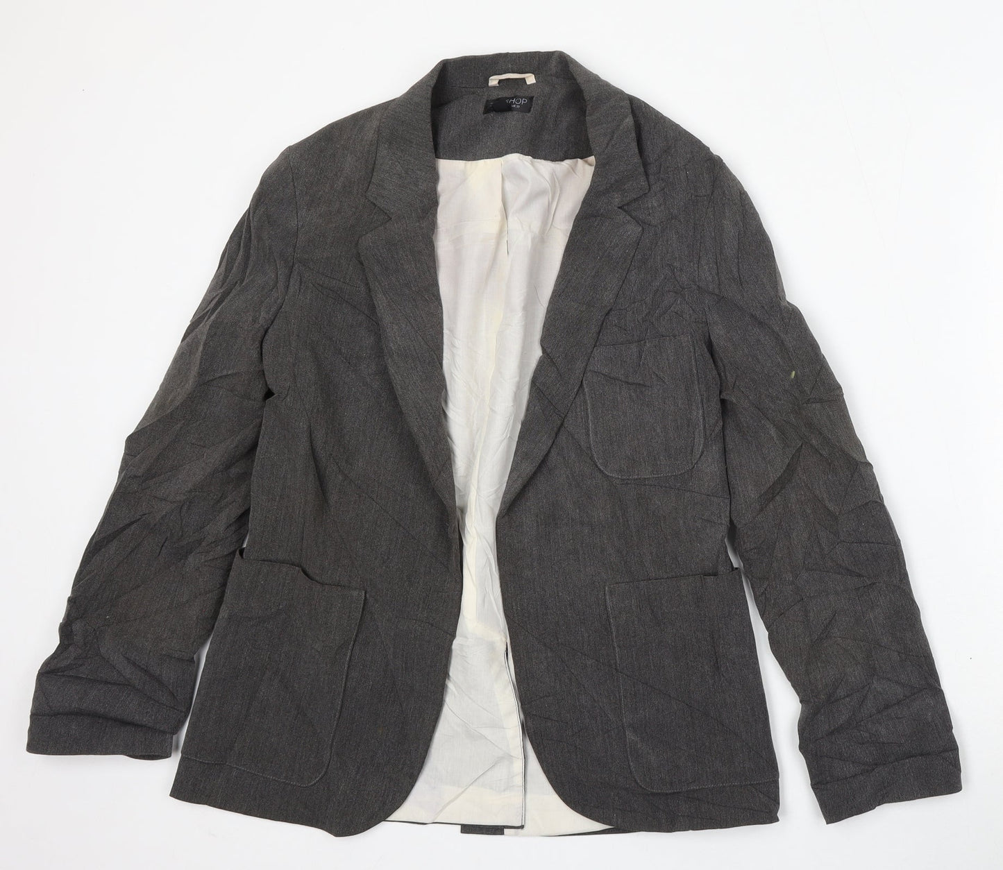 Topshop Womens Grey  Polyester Jacket Blazer Size 10