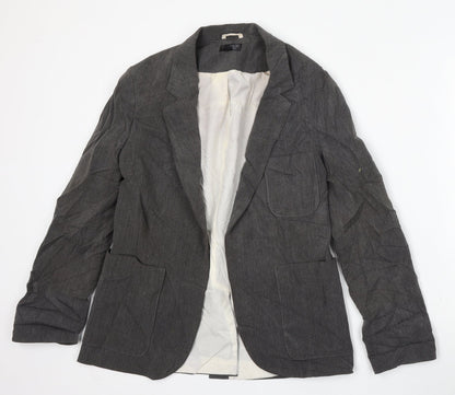 Topshop Womens Grey  Polyester Jacket Blazer Size 10