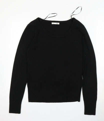 George Womens Black Round Neck  Acrylic Pullover Jumper Size 10