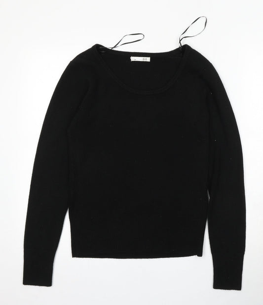 George Womens Black Round Neck  Acrylic Pullover Jumper Size 10