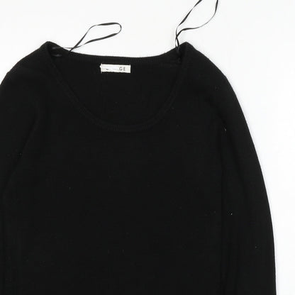 George Womens Black Round Neck  Acrylic Pullover Jumper Size 10