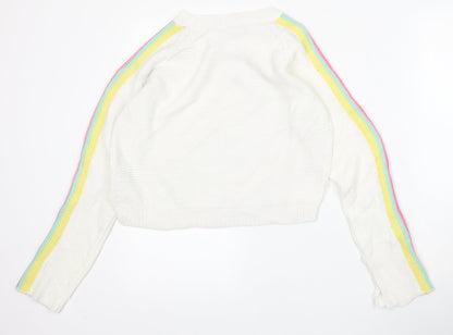 Womens UK Size M Derek Heart White Pullover Jumper