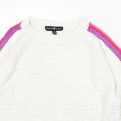 Womens UK Size M Derek Heart White Pullover Jumper