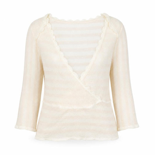 VILA Womens Beige  Acrylic Basic Blouse Size M V-Neck